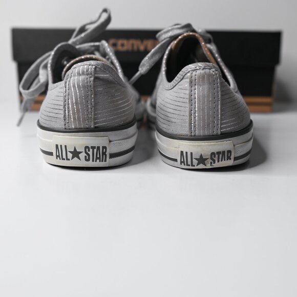 CONVERSE Chuck Taylor Silver Metallic Striped All Star Low Top Sneakers -Women 9 - Picture 4 of 10
